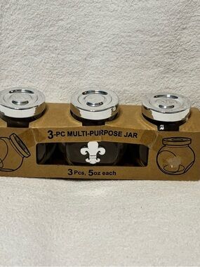 3-Pc Multi-Purpose Glass spice 5 oz Jars with Silver Lids - Clear